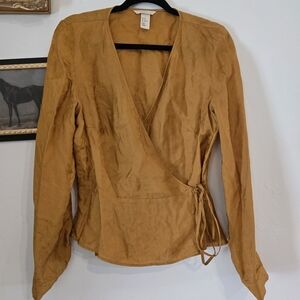 Wrap-Style Long Sleeve Top